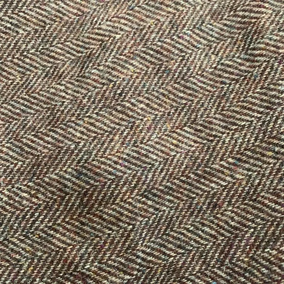 vintage Irish wool Herringbone wrap capelet shawl with Fringe deep brown & grey - Picture 3 of 10